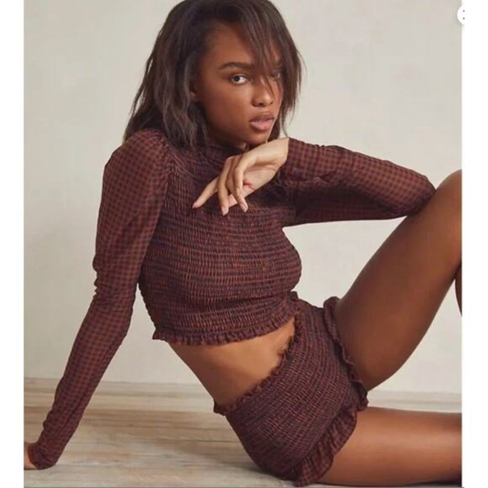 Free people All Prepped Gingham Hot Shorts Medium